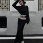 High Neck Long Sleeve Top / Mid Length Skirt ZRS0095