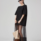 Black Patchwork Mesh T-Shirt Dress FER0055