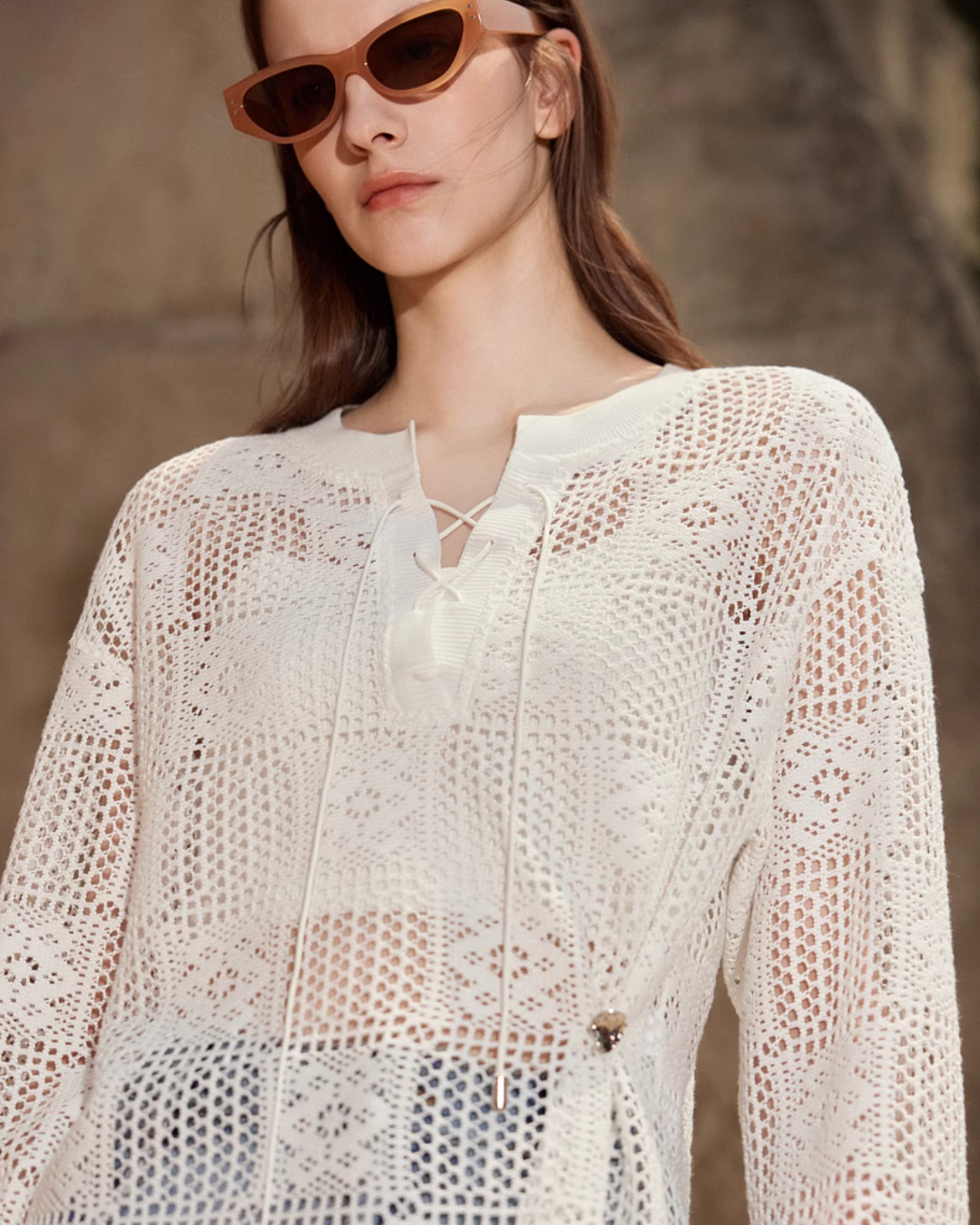 Lace Up Knit Top ELE0012