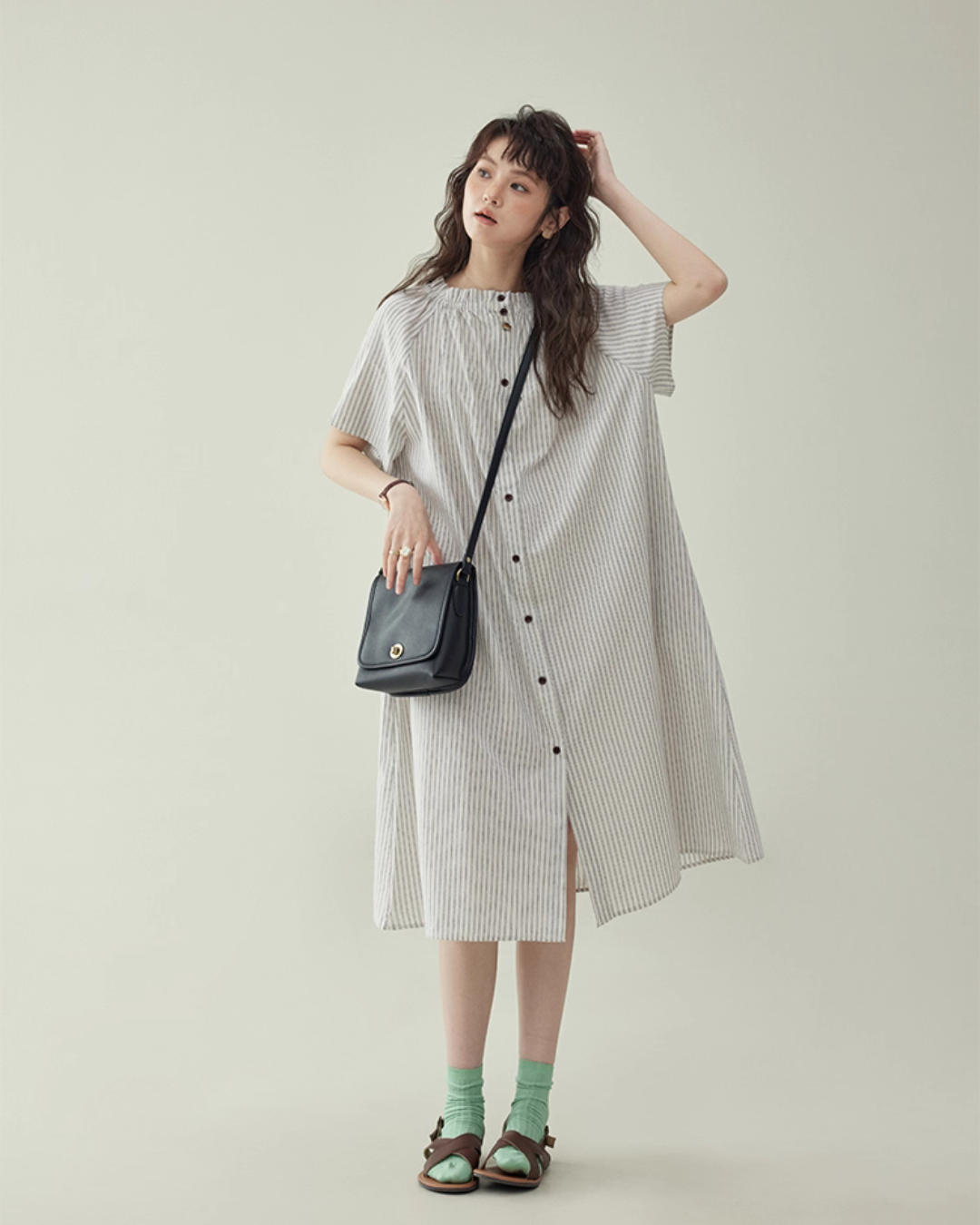 French Striped Shirt Dress  AMU0038