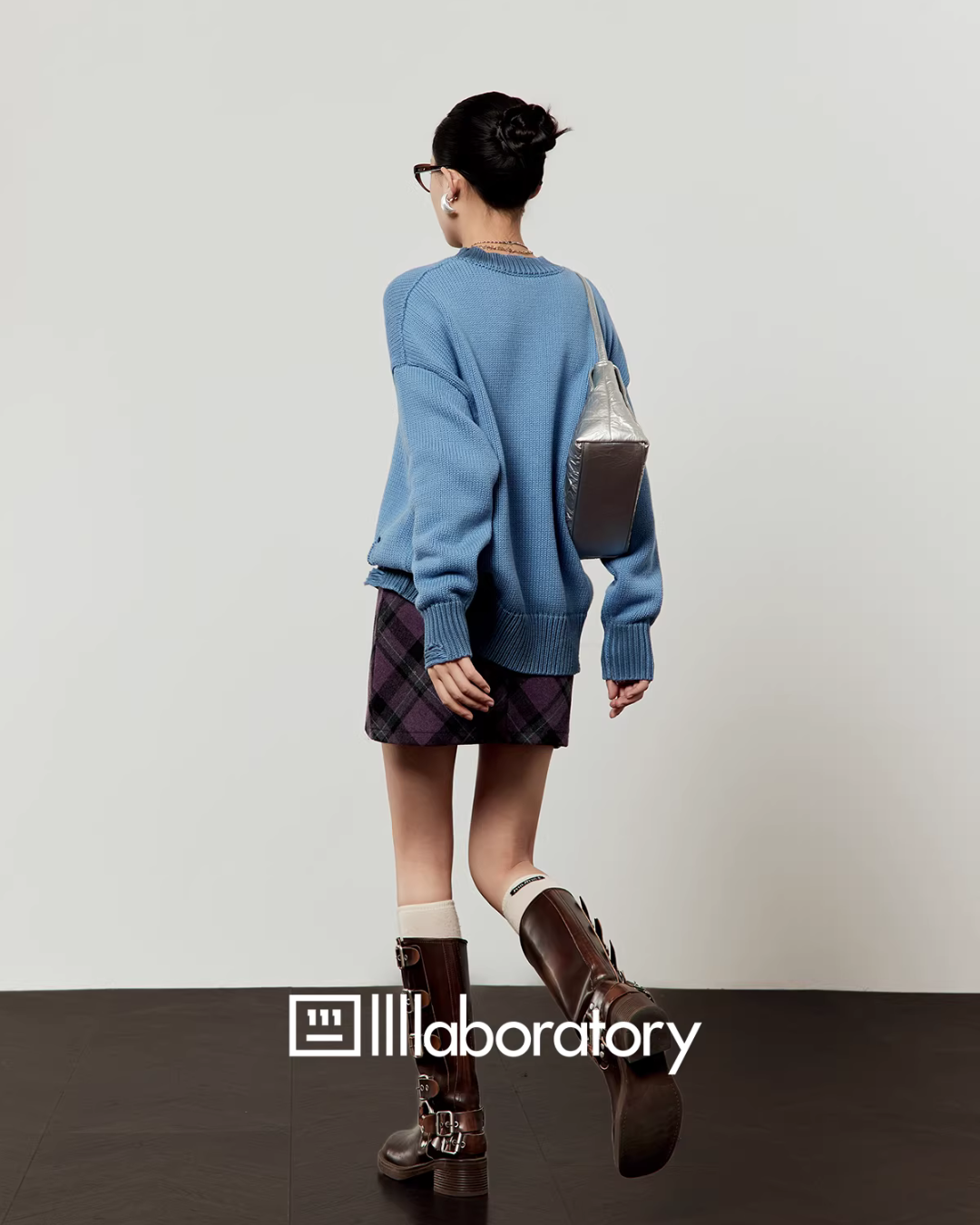 Cute Tiger Print Knit / Plaid Mini Skirt LLA0636