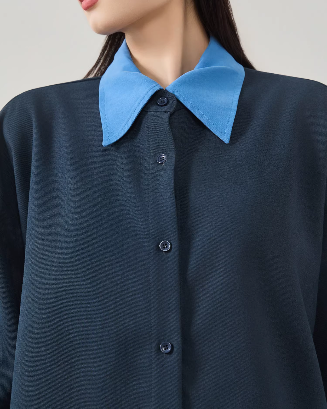 Color-Block Layered Oversized Shirt FER0072