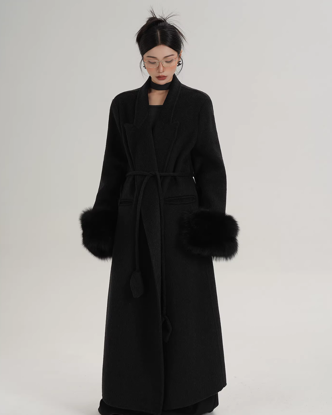 Fur Cuff Long Coat SRS0403