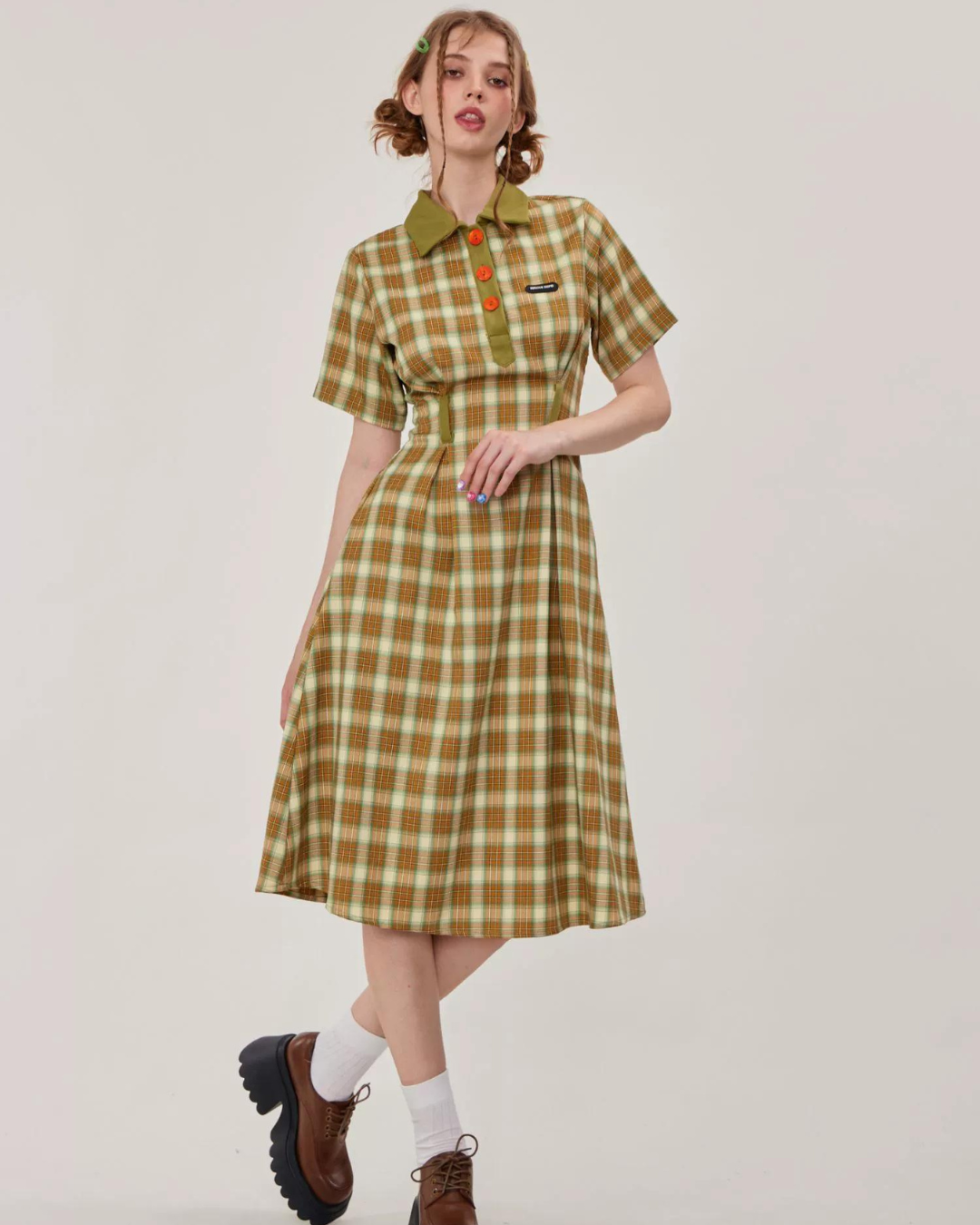 Polo Color Plaid Dress ZZF0258