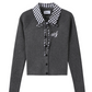 Paid Collar Slim Knit Cardigan / Pleated Skirt WEO0016