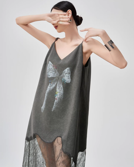 Lace Spliced Camisole Dress FER0074