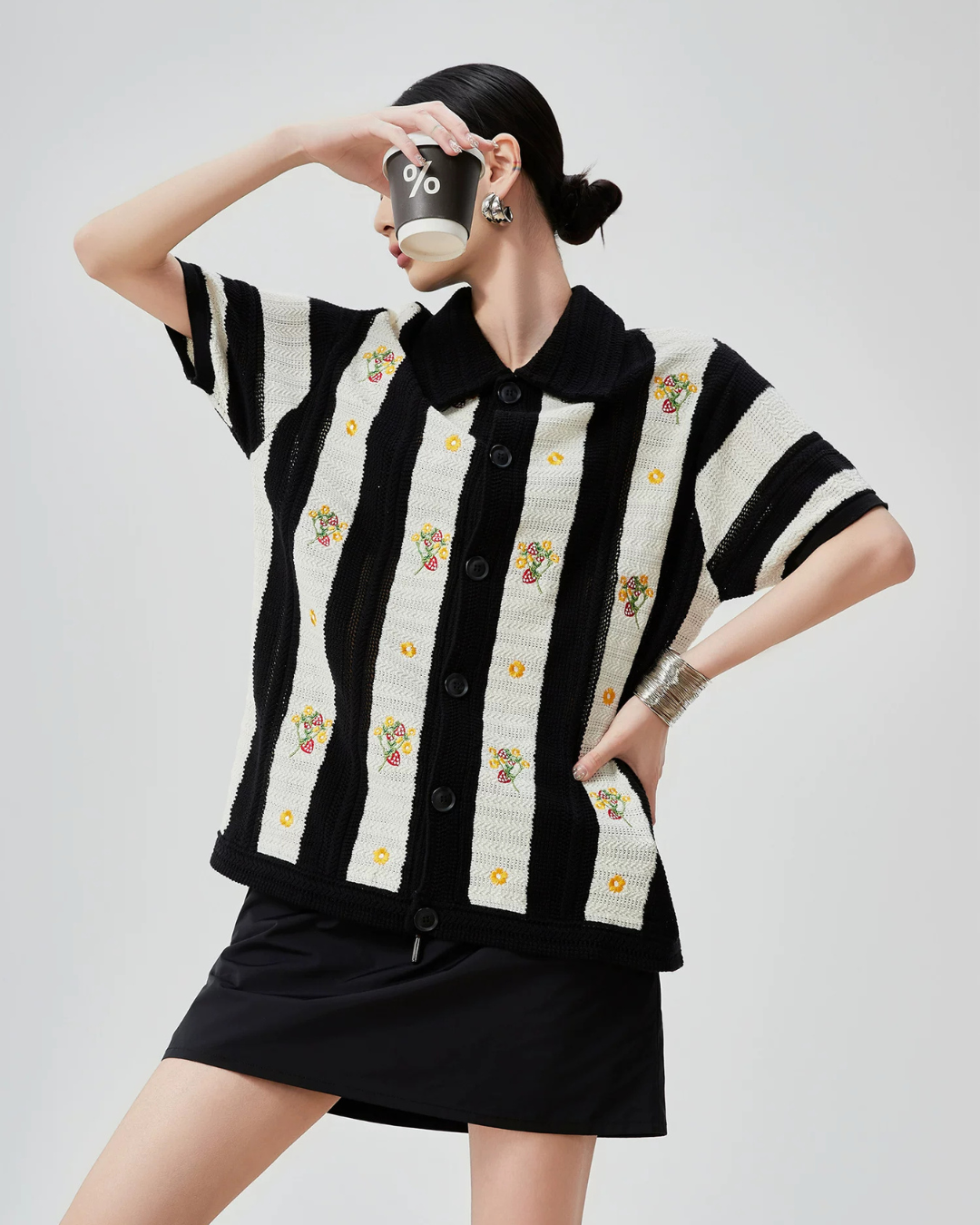 Retro Short-Sleeve Knit Shirt FER0145