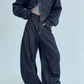 Dark Blue Denim Jacket / Wide Denim Pants YLS0912