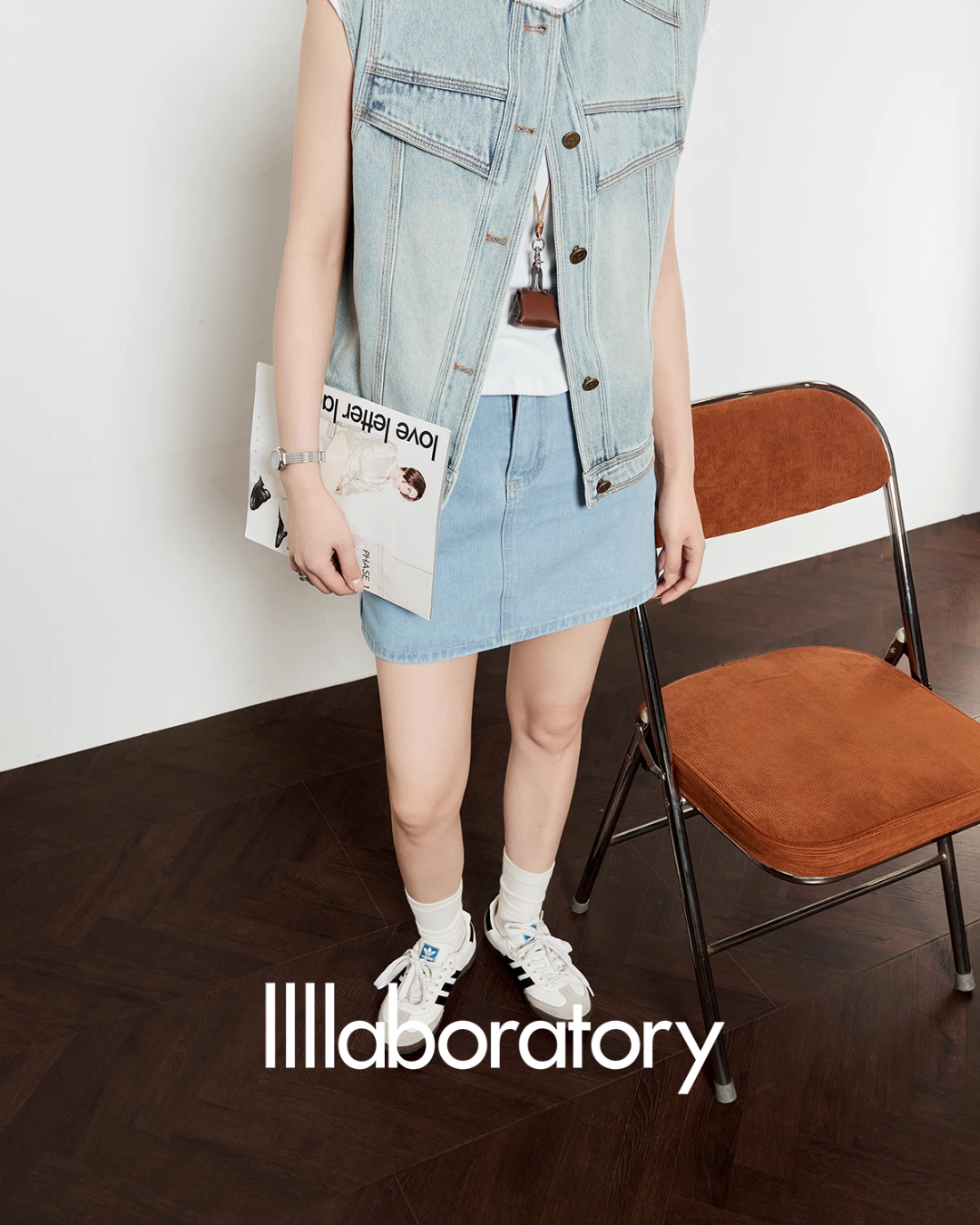 Light Blue Round Neck Denim Vest LLA0451