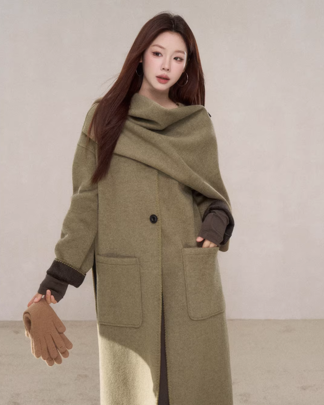 Scarf Collar Wool Coat WDB0004