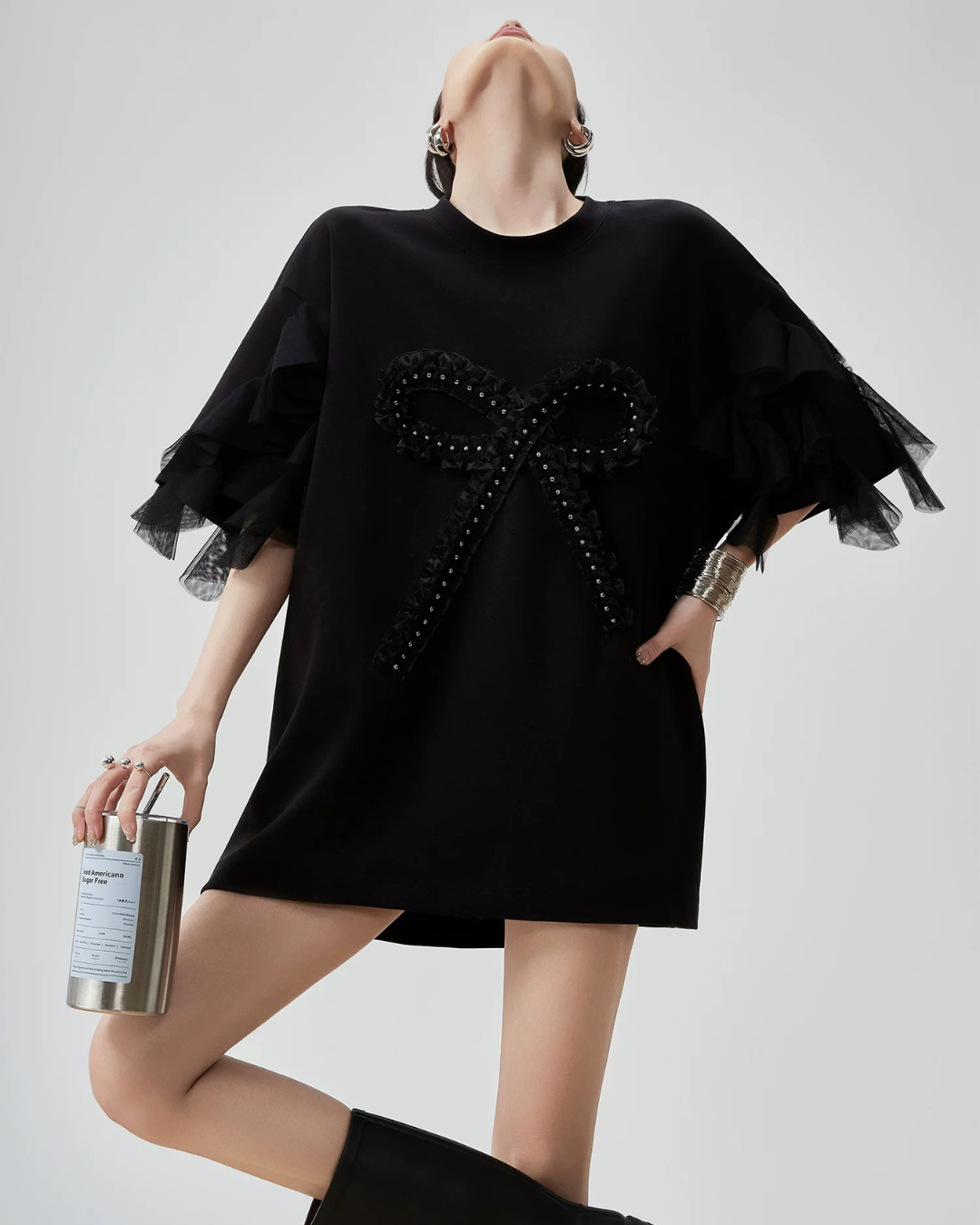 Ribbon & Tulle Frill T-Shirt FER0189