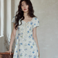 Puff Sleeve Floral Mini Dress  SMS0021