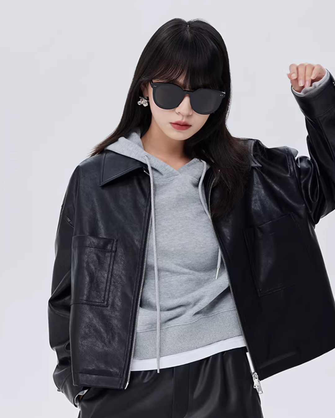 Drop Shoulder Leather Jacket SHN0020