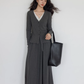 V-neck Basic Top/Long Skirt VAS0178