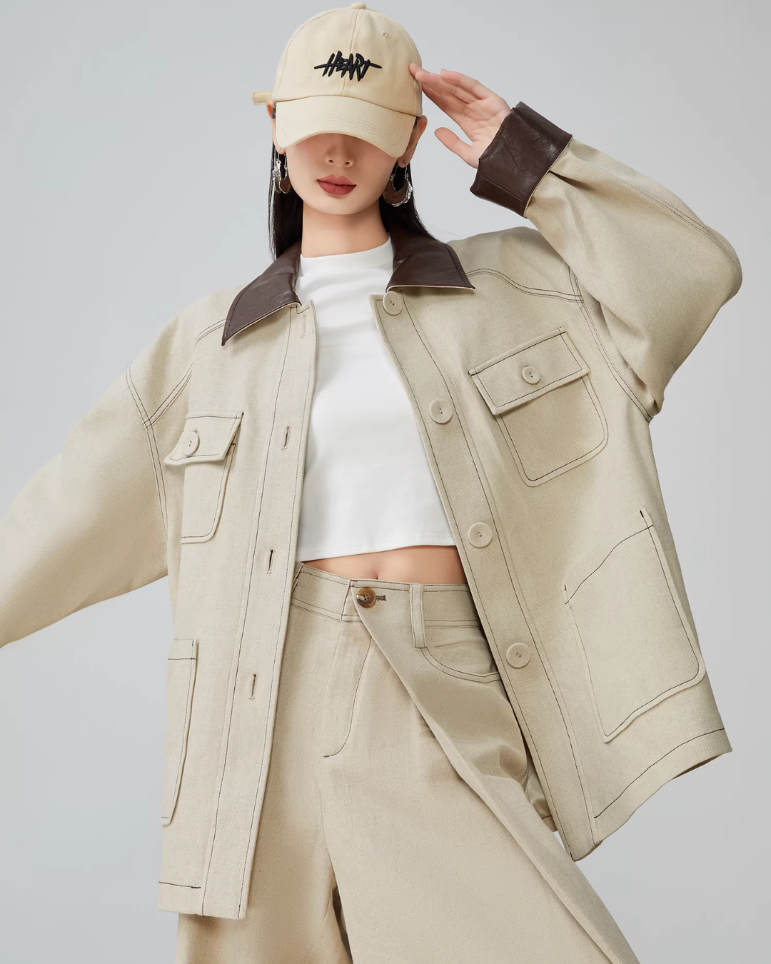 Retro Work Jacket / Wide Pants FER0096