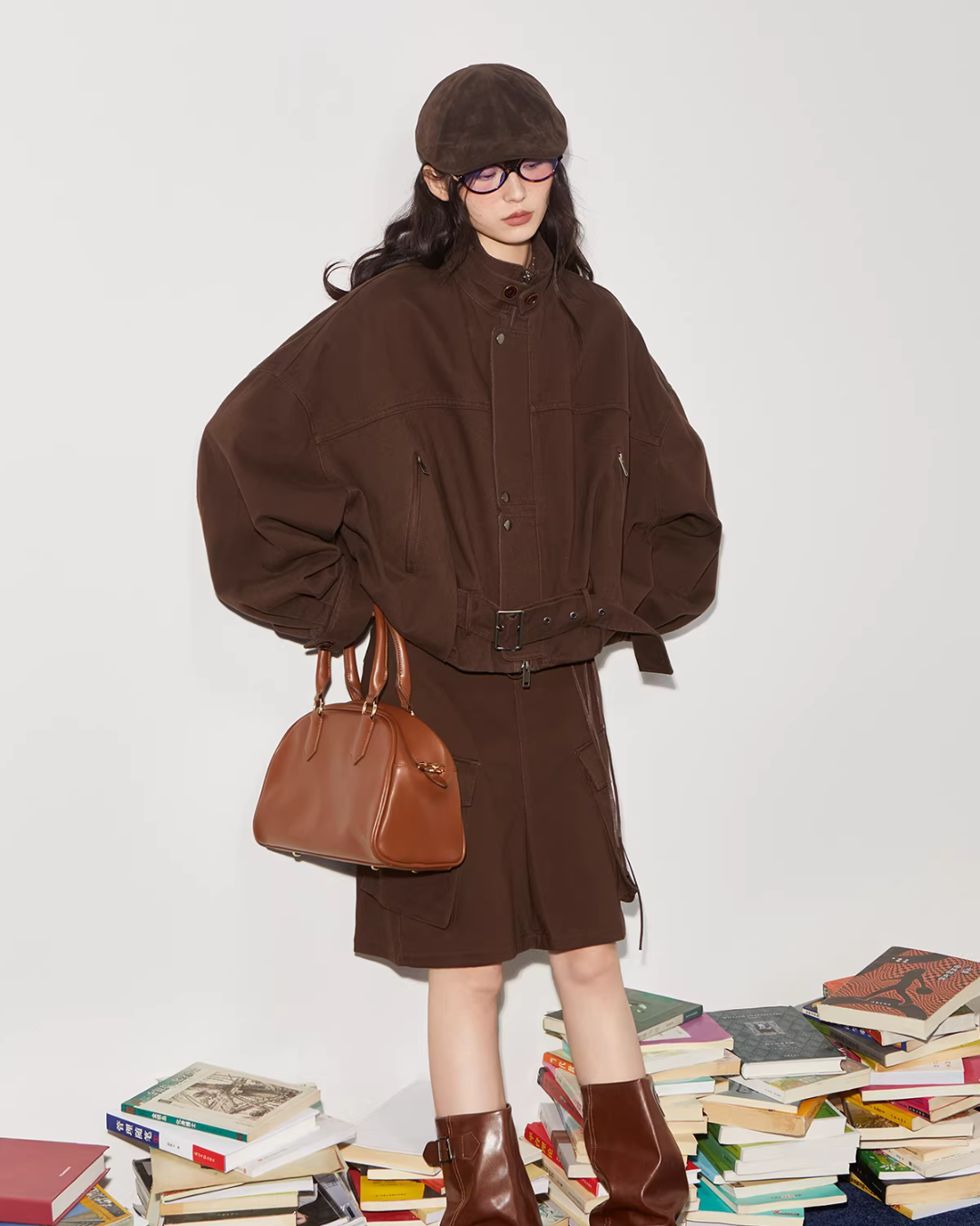 Vintage Oversized Biker Jacket / Cargo Pants / Half Skirt BBK0003