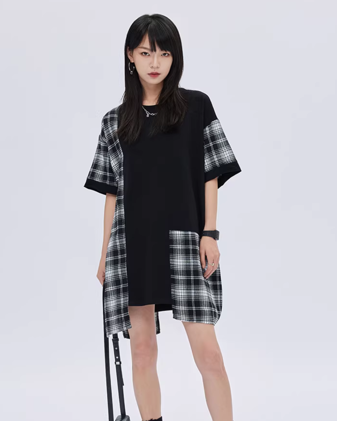 Irregular Patchwork Checkered Dress SHN0038