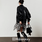 Vintage Leather Jacket / Asymmetrical Check Skirt LLA0528