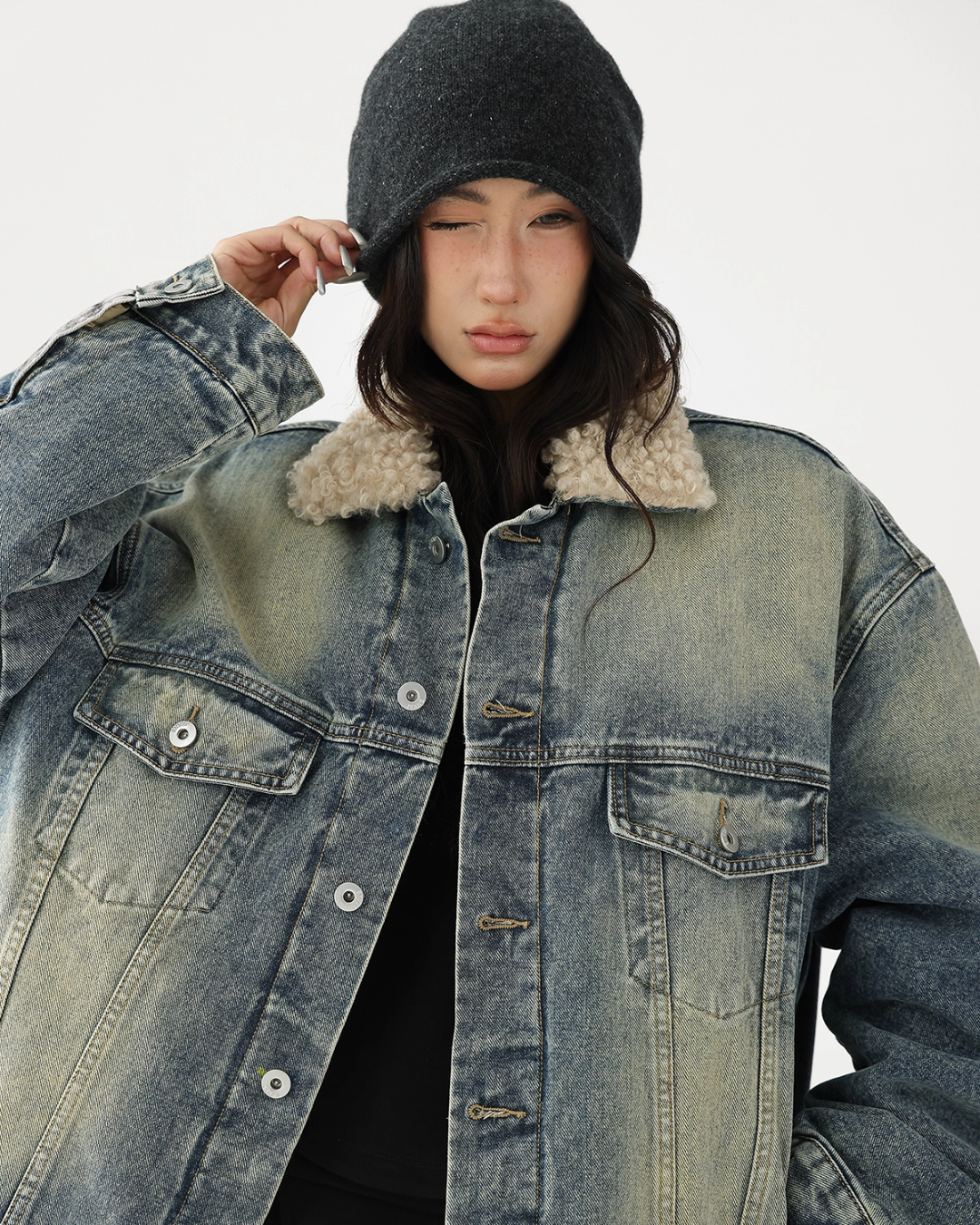 Fur Collar Denim Jacket ACS0314