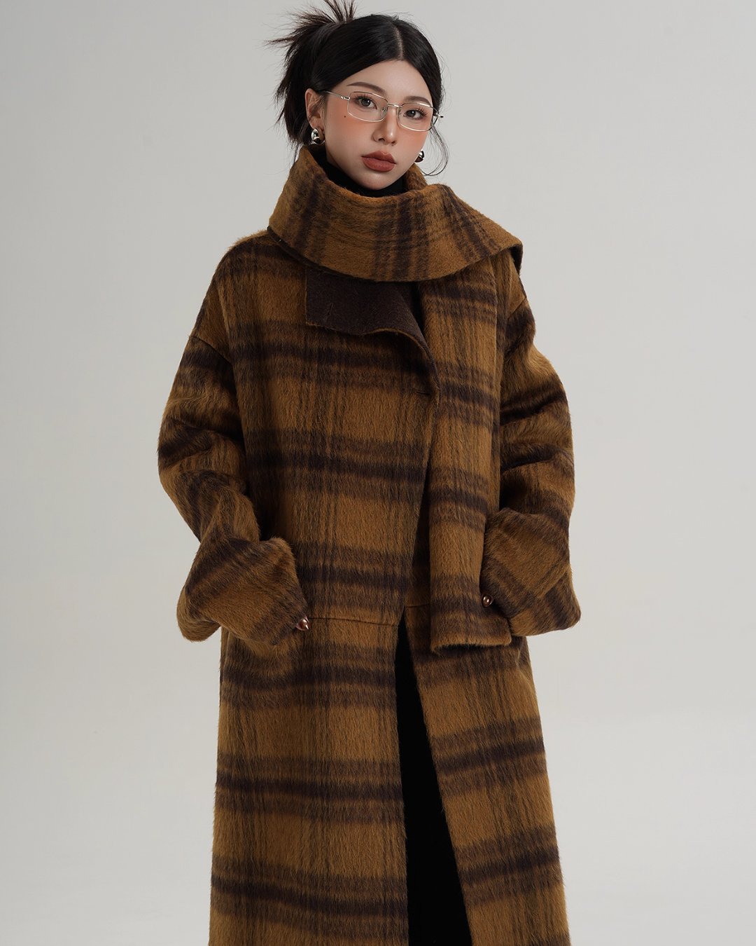 Plaid Long Wool Coat SRS0390