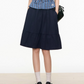Checked Short Sleeve Shirt / Dark Blue Midi Skirt WEO0028