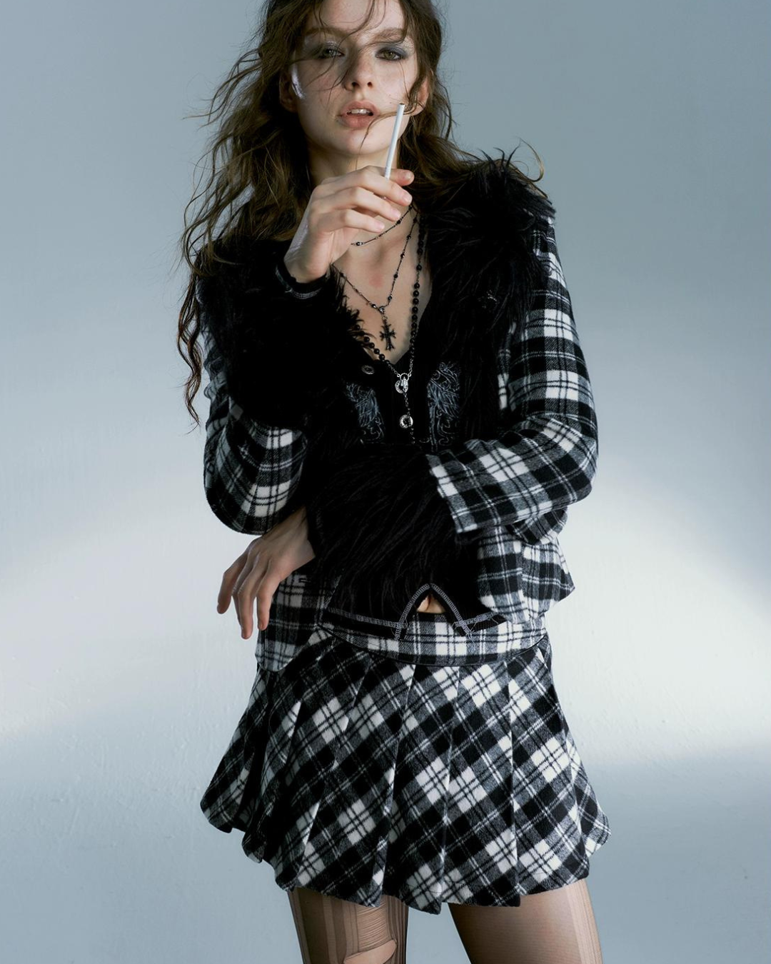 Punk Plaid Jacket＆Pleated Skirt SAP0011