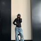 High-Neck Hooded Zip-Up Hoodie YLS1057