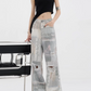 News Paper Print Wide Pants KNH0005