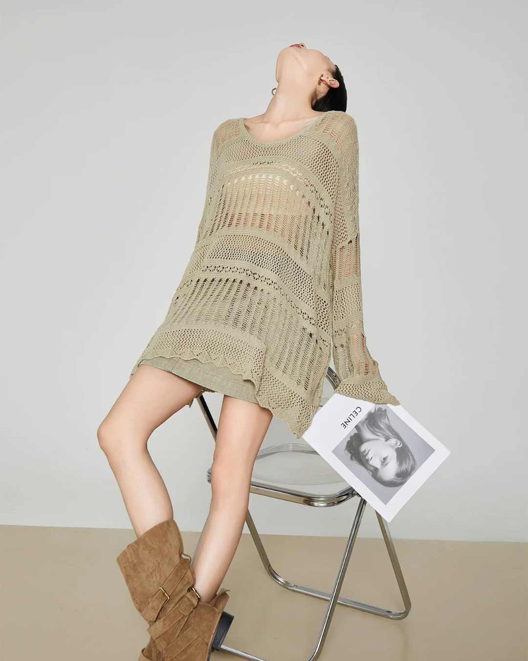 Sheer Oversized Knit Top FER0361
