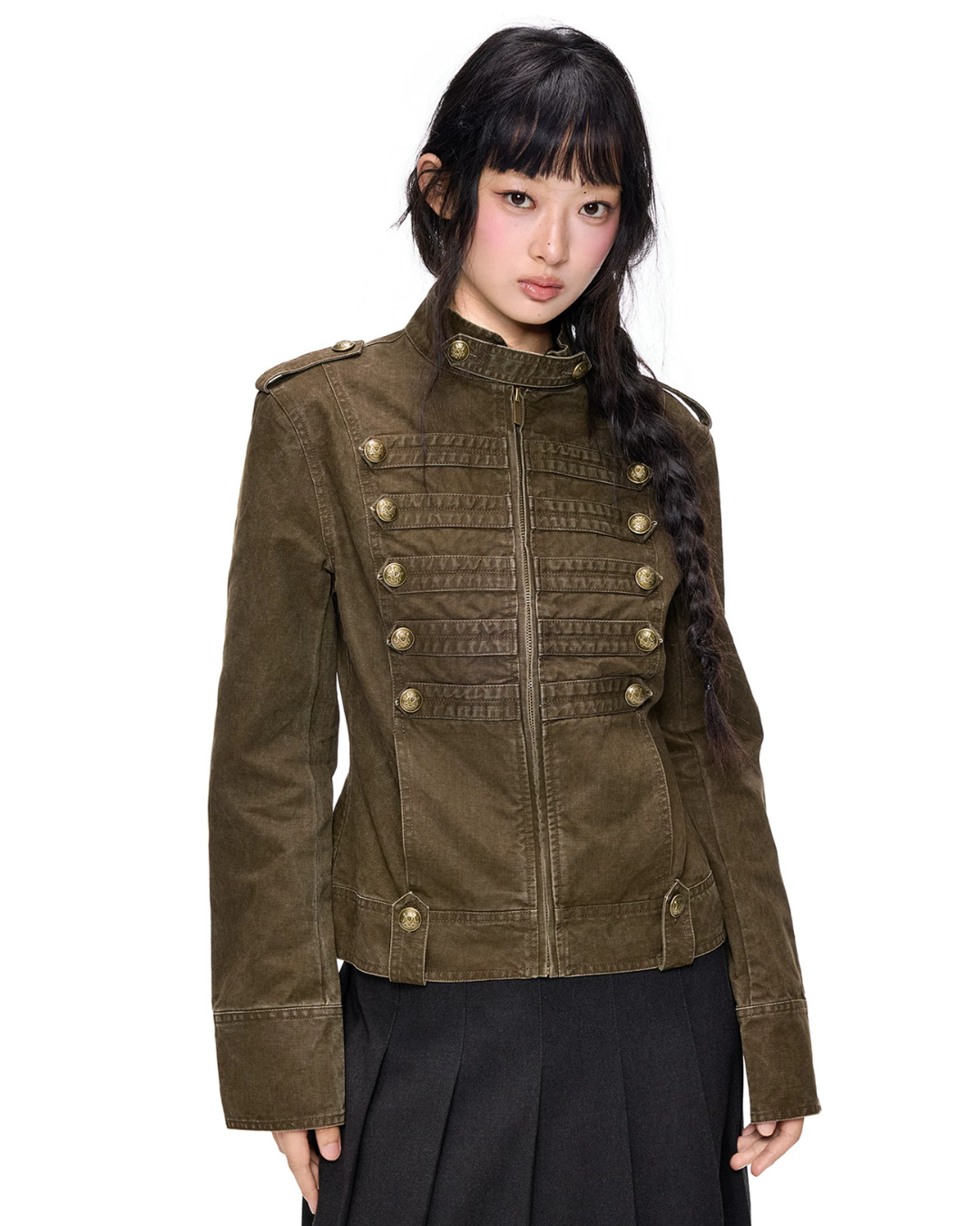Double-Breasted Stand Collar Jacket EZK0111