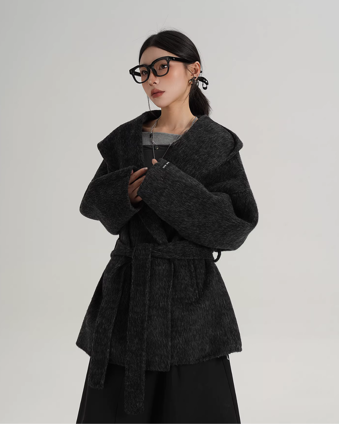 Open Collar Long Coat SRS0414