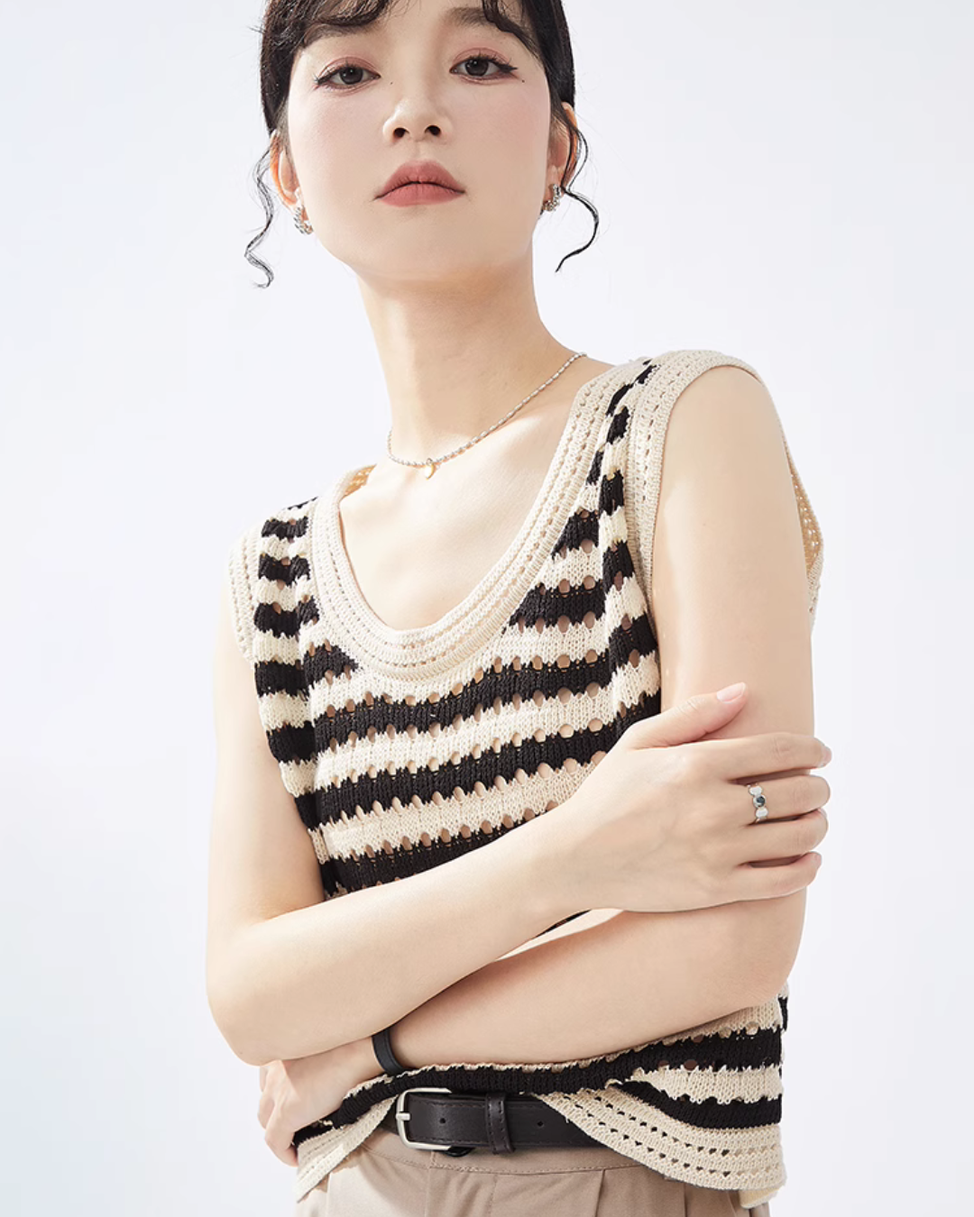 Striped Knit Tank Top GIR0002