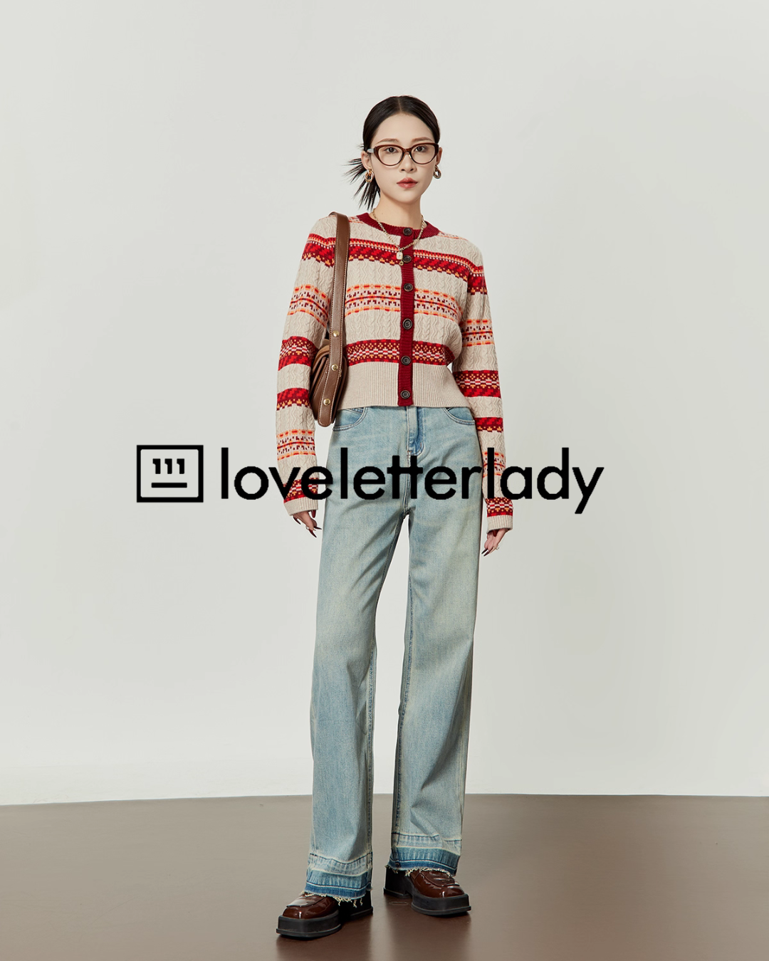 Red Striped Jacquard Knit LLA0549