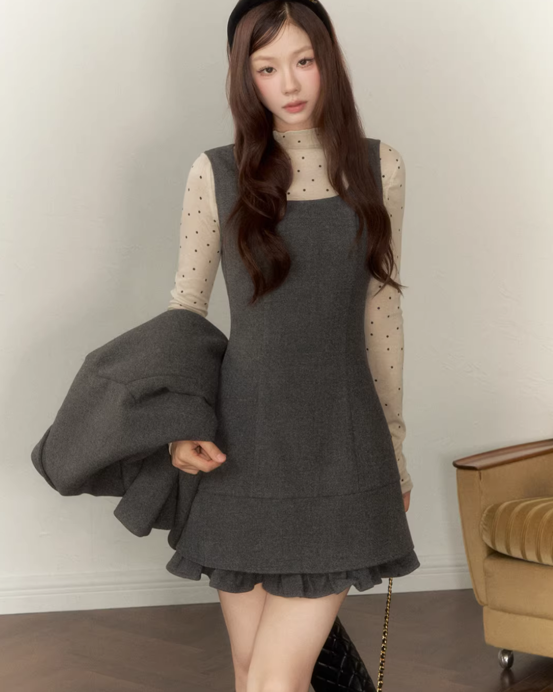 Ruffle Vest Dress WDB0013