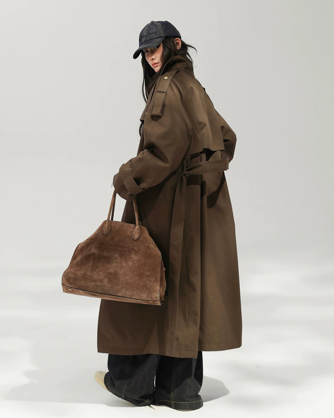 Oversized Stand Collar Long Trench Coat ACS0381