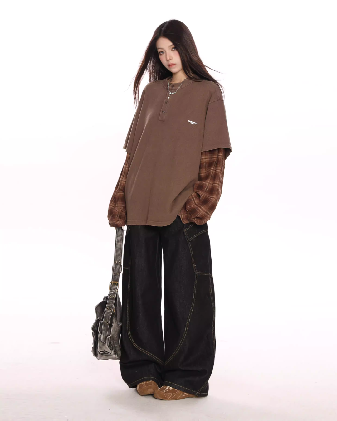 Plaid Two-Piece Long Sleeve T-Shirt BGS0046