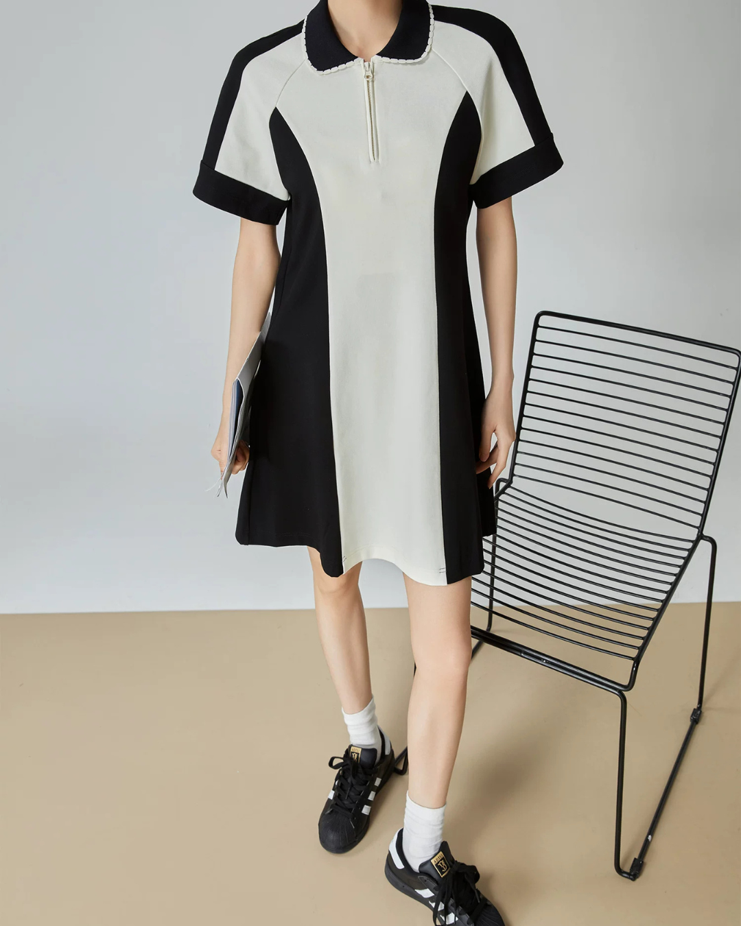 Bi-color Half-Zip Polo Dress FER0198