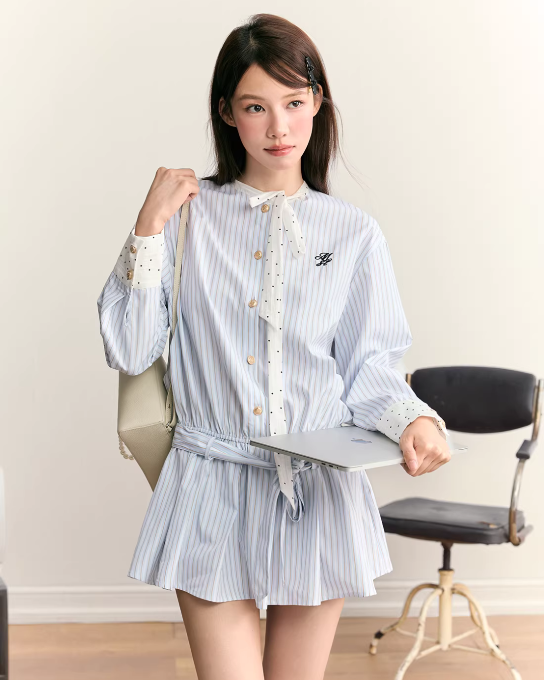 Striped Long Sleeve Dress MST0001