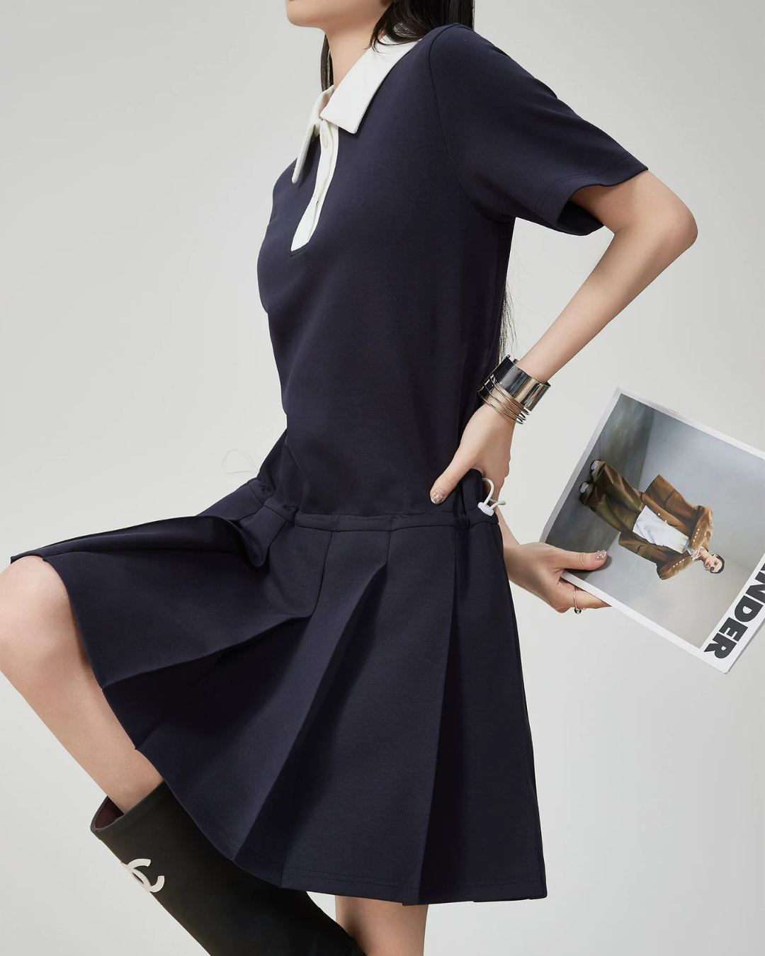 Pleated Cleric Polo Dress FER0207