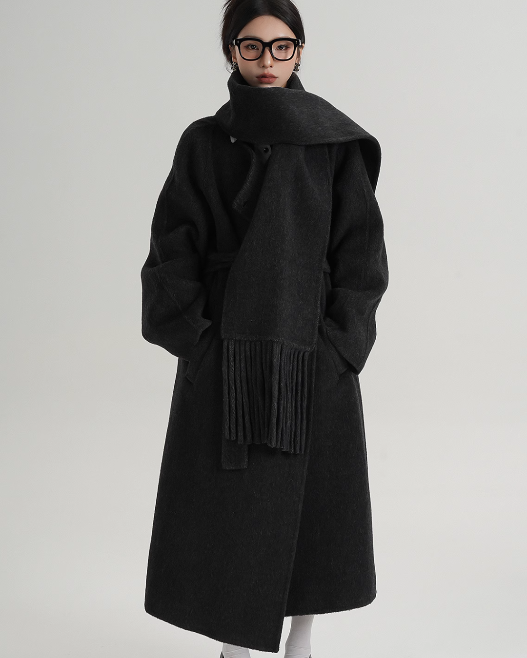 Belt Design Wool Long Coat SRS0322