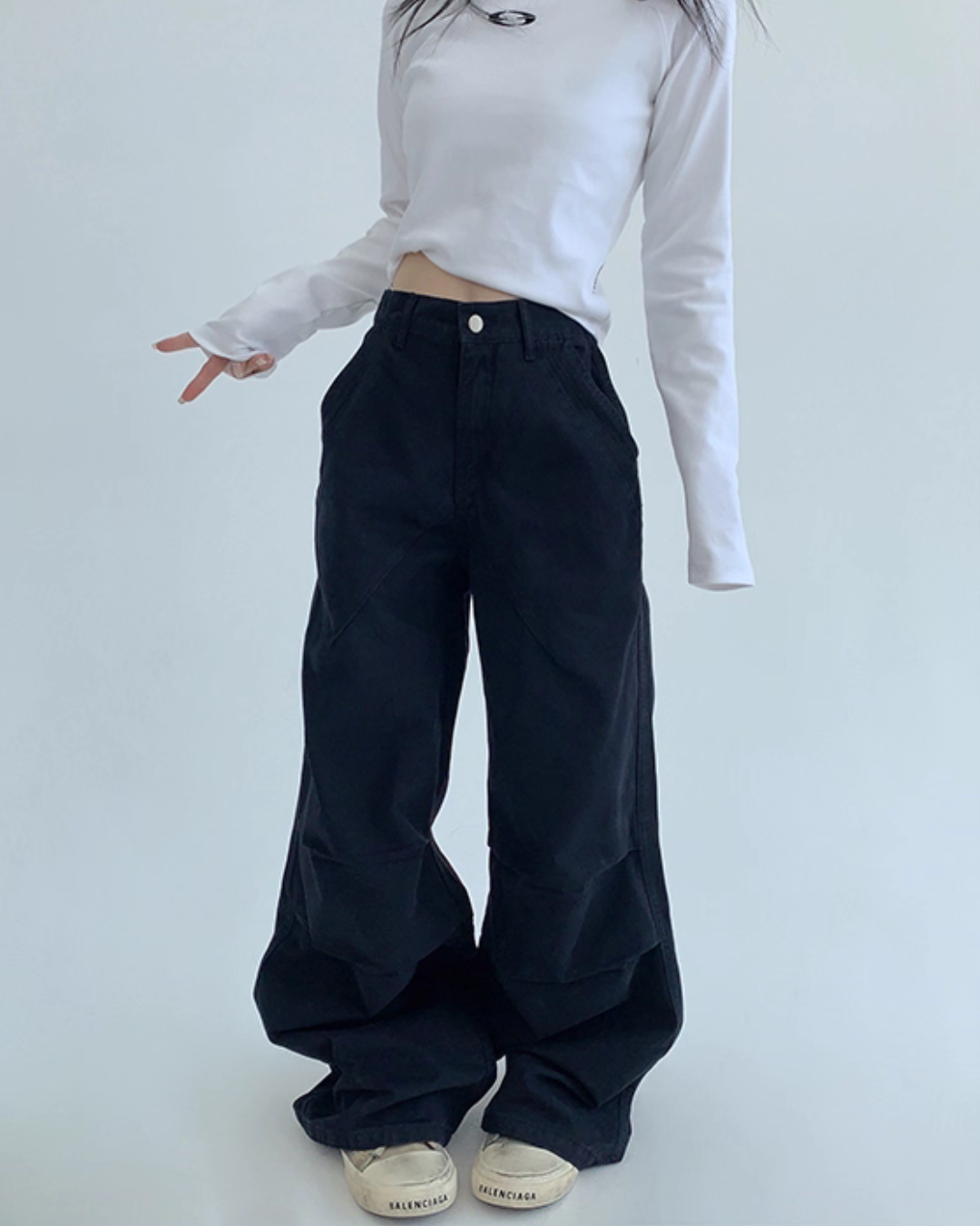 Oversized Denim Cargo Pants YLS0936