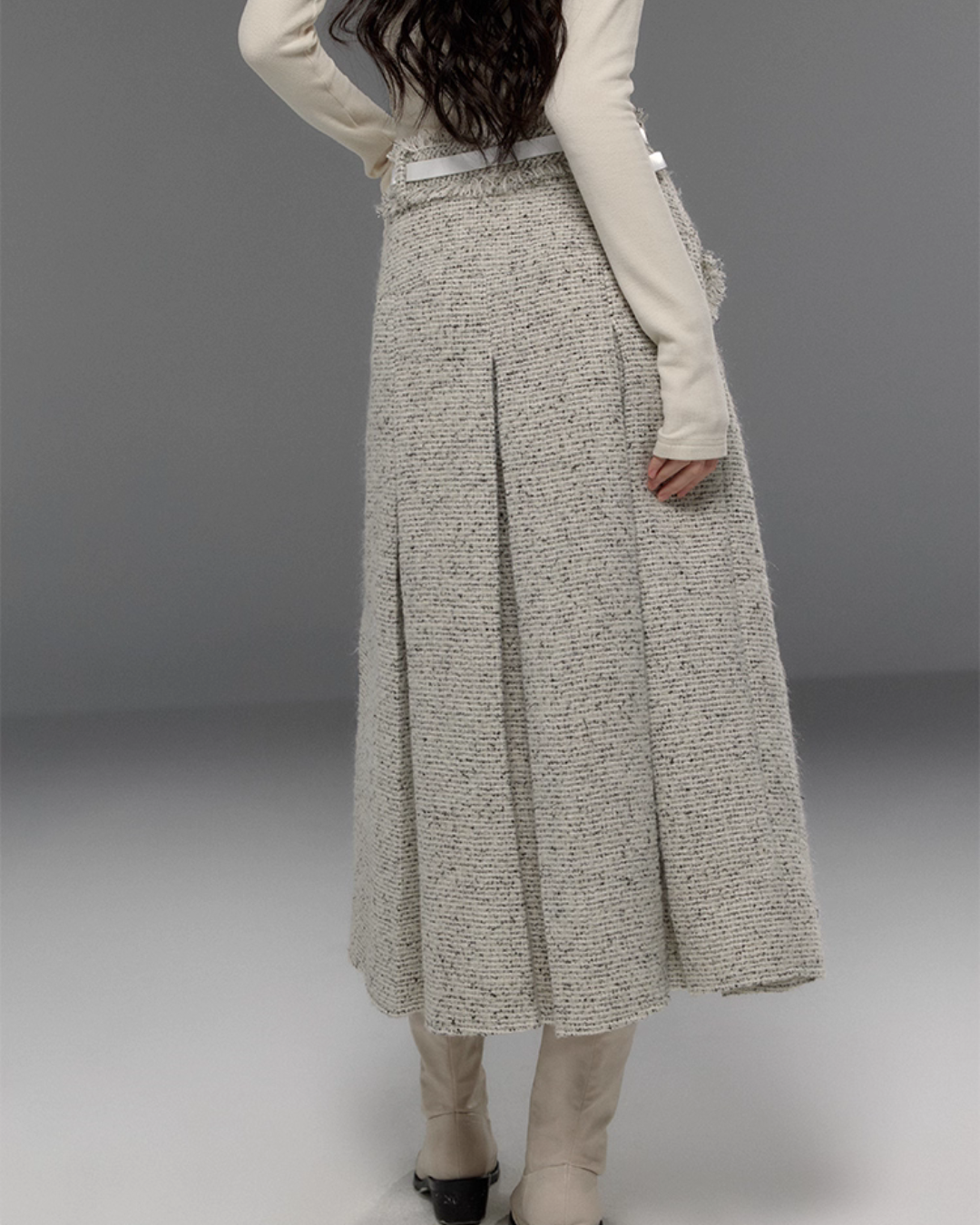Tweed No-Collar Coat / Shorts / Knee Length Skirt TRK0006