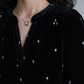 French Star Embroidery Velvet Dress VAS0128