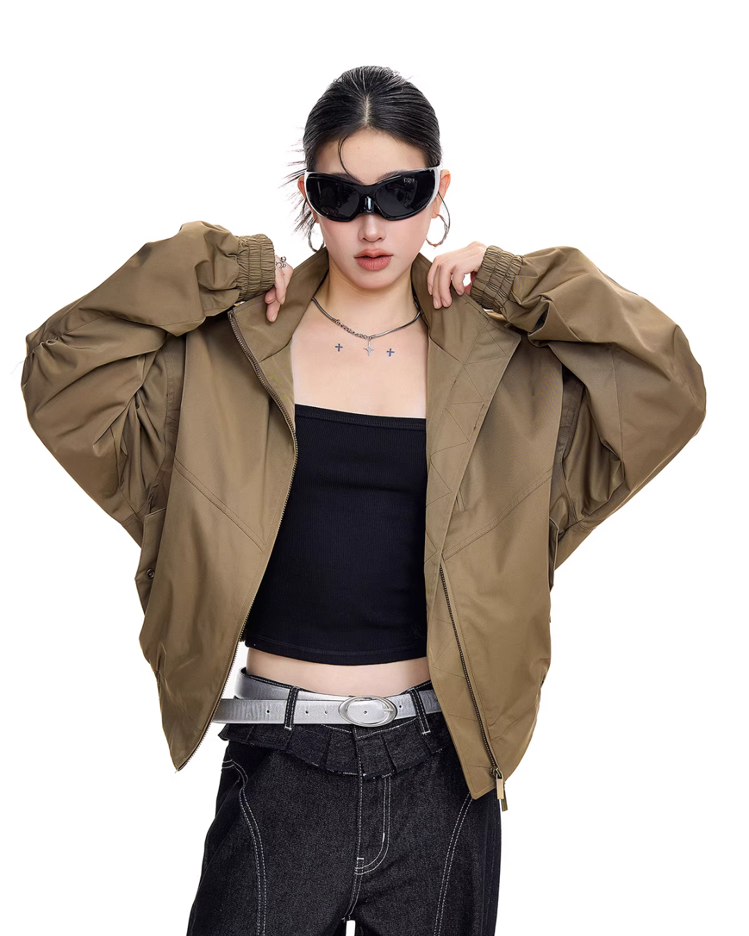 Stand Collar Cropped Jacket ICM0087