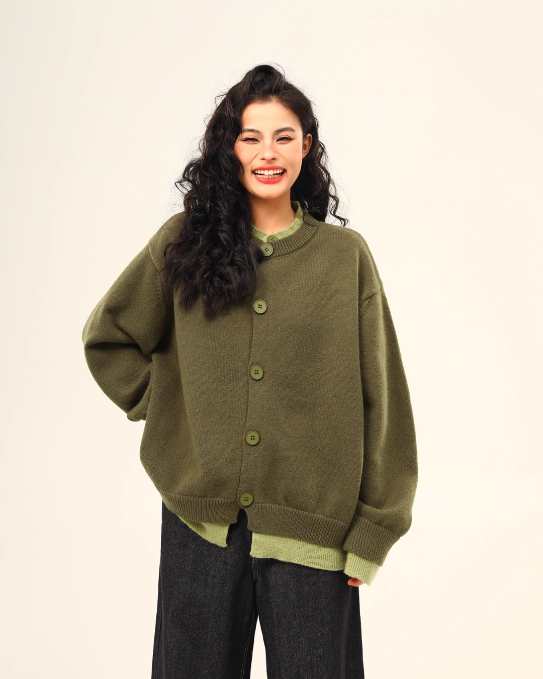 Round Neck Knit Cardigan WDZ0035