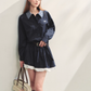 Plaid Lapel Black Dress ASG0067
