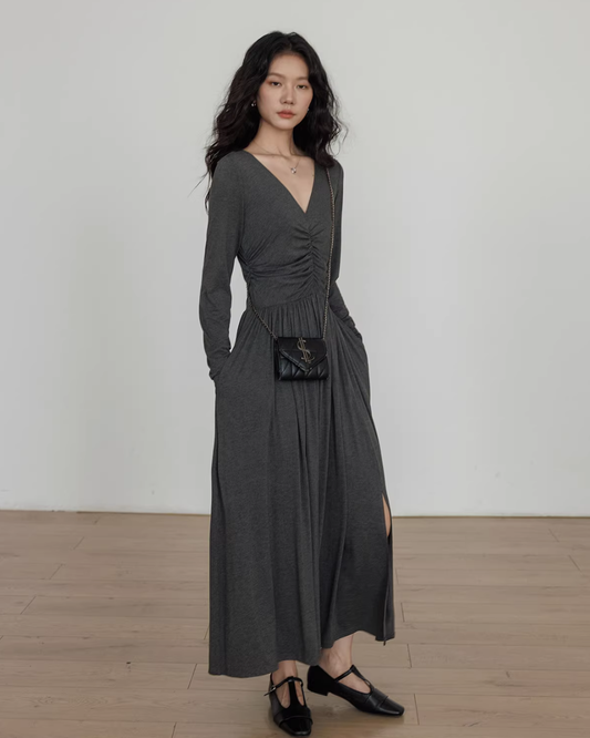 V-neck Flare Dress VAS0179