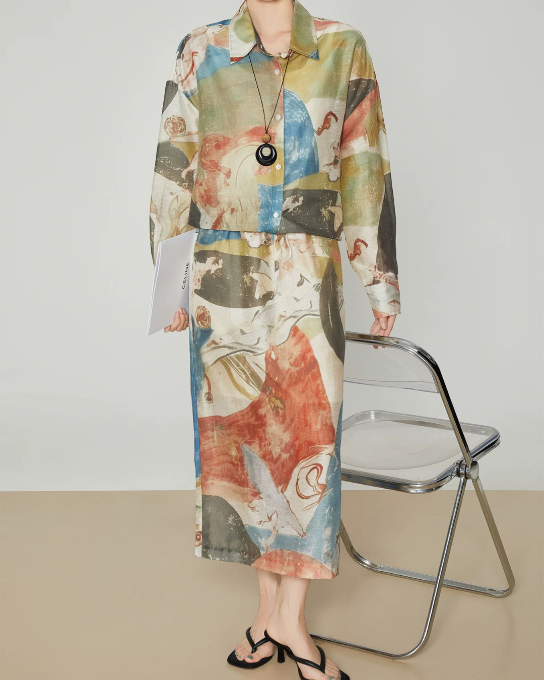Colorful Art Print Lshirt / Long Skirt FER0359