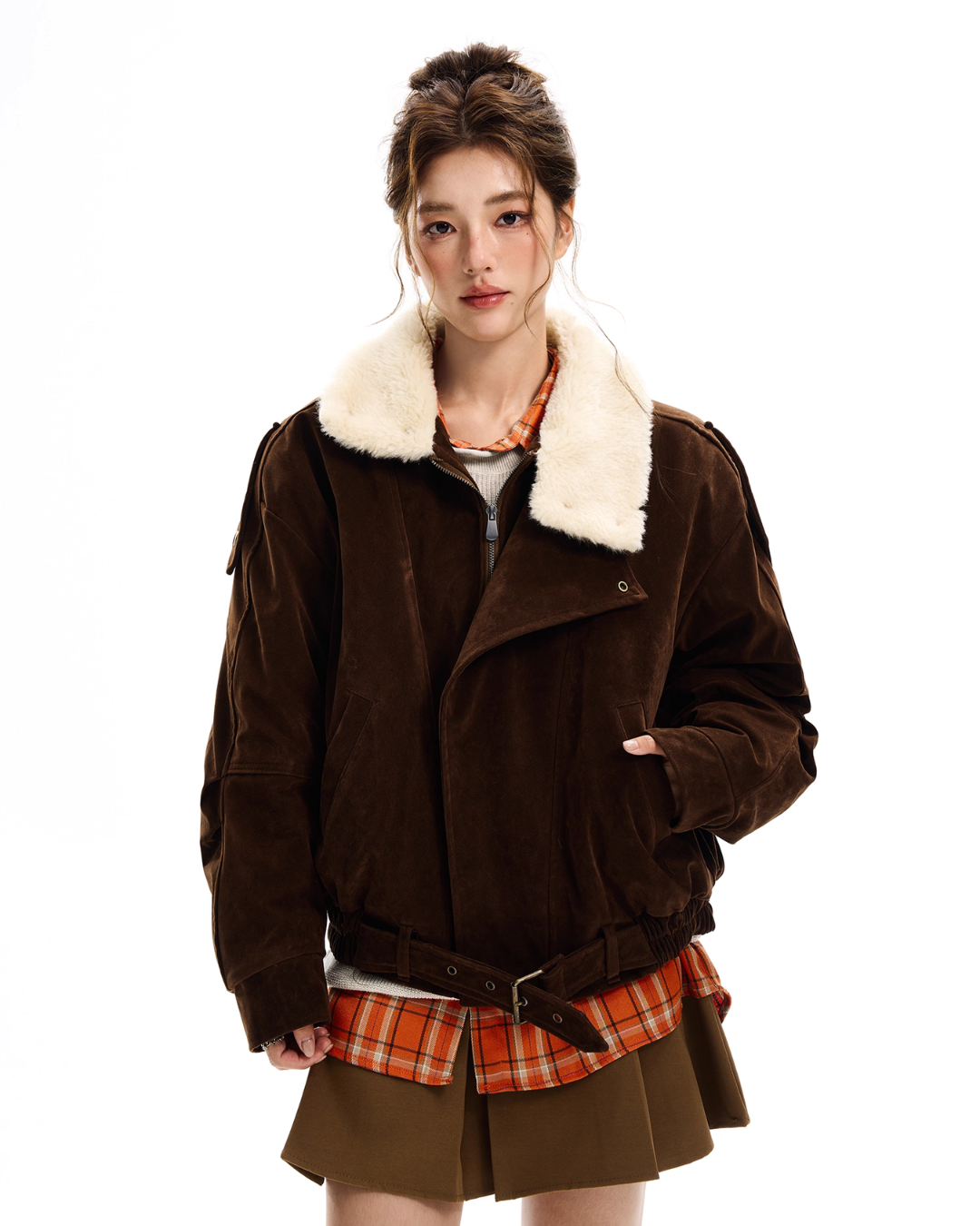 Fur Collar Suede Jacket HGX0047