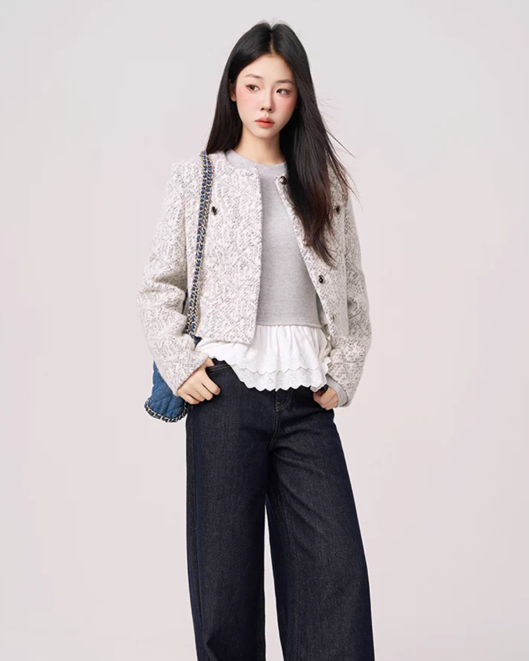 Feminine Short Tweed Jacket WDB0019